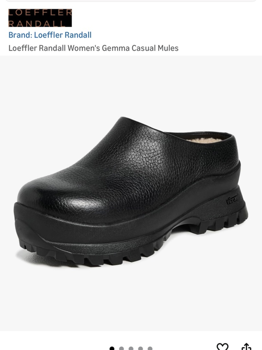 Loeffler Randall Gemma Black Leather Lug Sole Mules